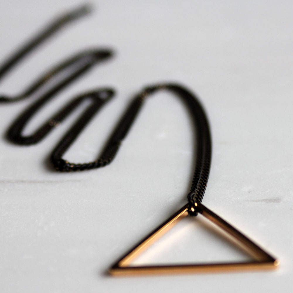 Rose Gold Triangle Necklace, long triangle necklace, layering necklace, geometric necklace, gift for her, Girlfriend Gift, mothers day gift