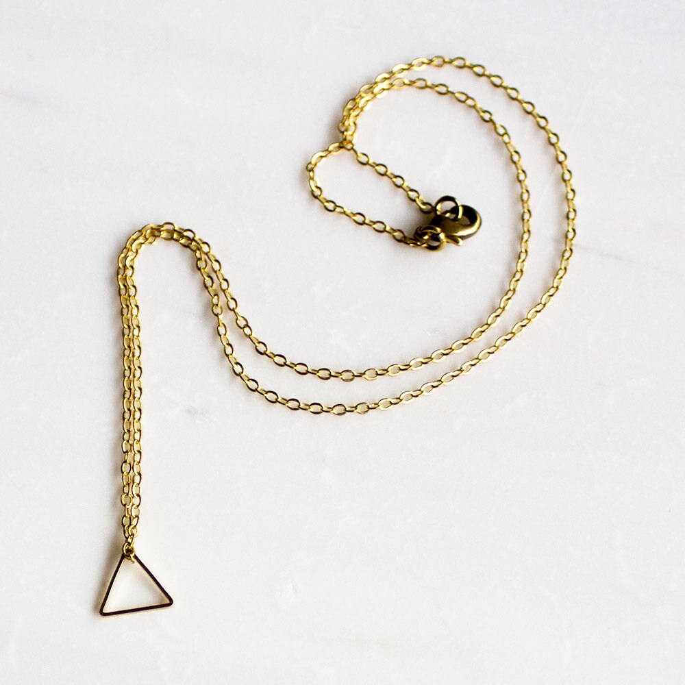 Triangle Necklace, rose gold triangle, Choose one Boho necklace, rose gold triangle, Black chain, gift for her, minimalist necklace