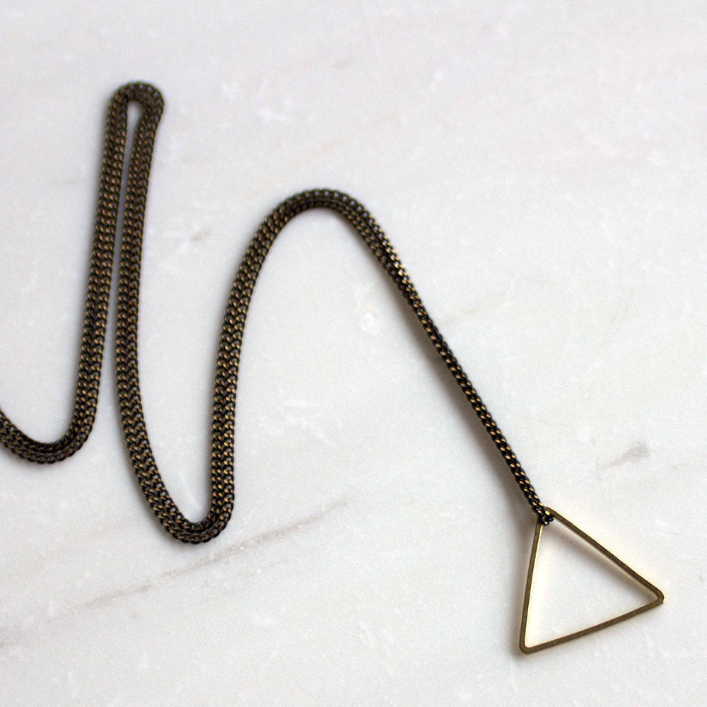 Triangle Necklace, rose gold triangle, Choose one Boho necklace, rose gold triangle, Black chain, gift for her, minimalist necklace