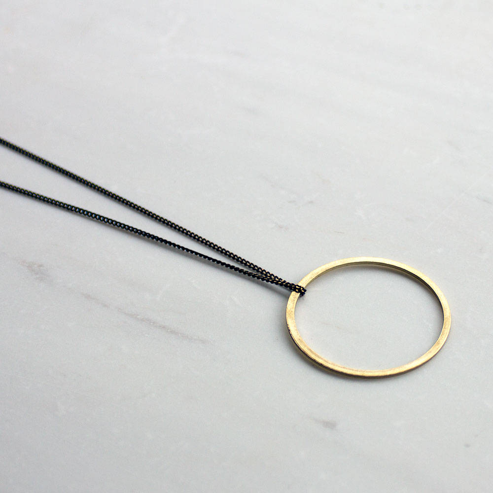 Long brass circle necklace, long ring necklace, layering necklace, long pendant, eternity necklace, gift for mothers day, girlfriend women