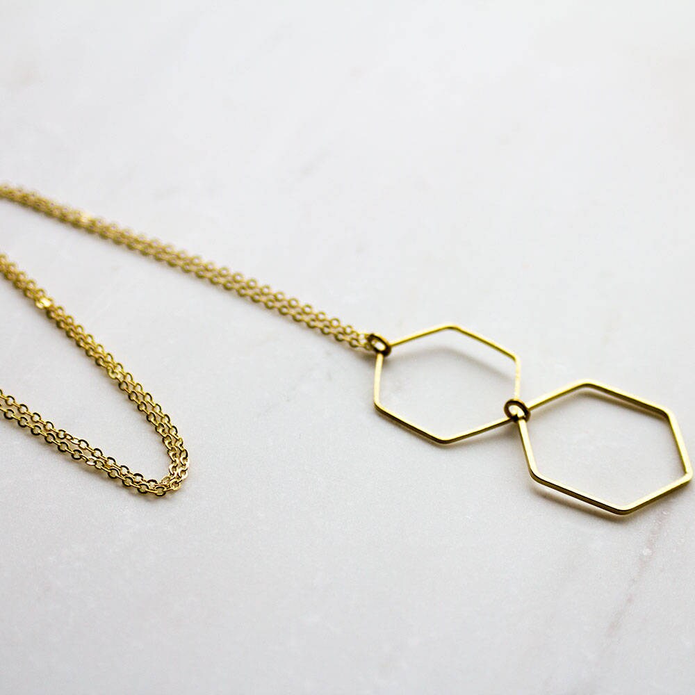 Geometric Necklace, hexagon necklace, Layering Necklace, Minimalist Necklace, Honeycomb, gift for mom wife girlfriend, modern pendant