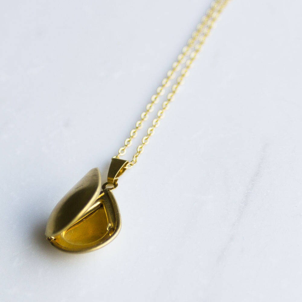 Simple Gold Locket, Teardrop locket, small locket, modern locket, graduation gift, brass locket, gift for her, Personalised mothers day gift