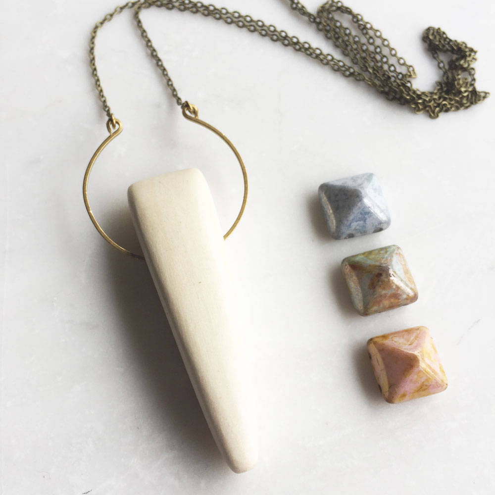 Modern Boho Wood and Brass Necklace, long necklace, gift for women, layering necklace, pendant necklace, tribal necklace, wood necklace long