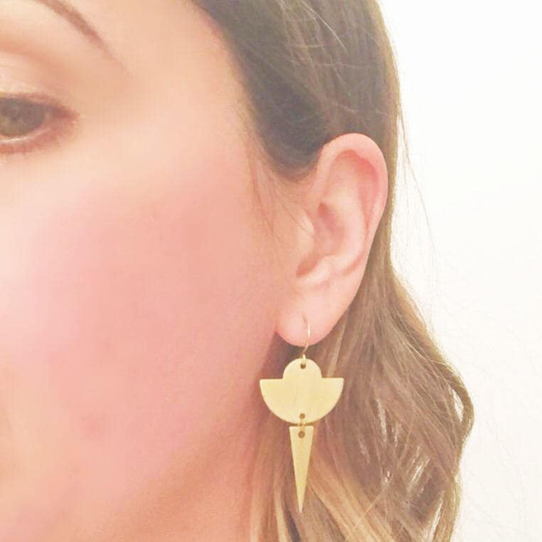 Gold Spike Minimalist Earrings, gold tribal earrings, triangle earrings, gift for women, bridesmaid earrings, statement earrings, everyday