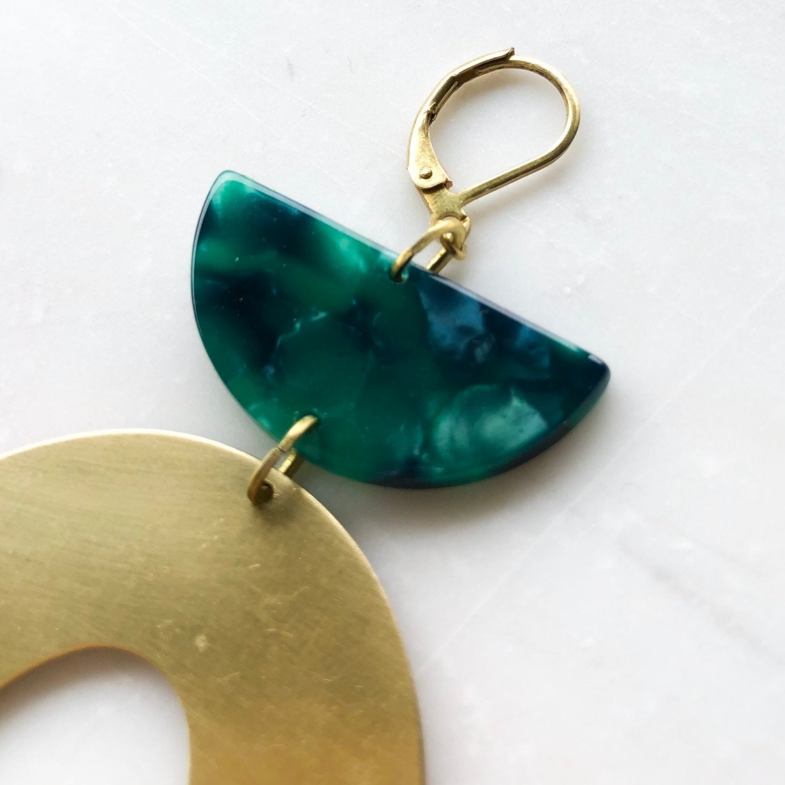 Bold Green and Gold Boho Earrings, Rainbow earrings, Green statement jewelry