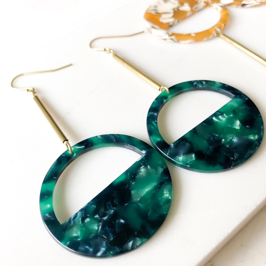 Long Statement Earrings, green earrings, yellow earrings, white and gold earrings, colourful statement earrings