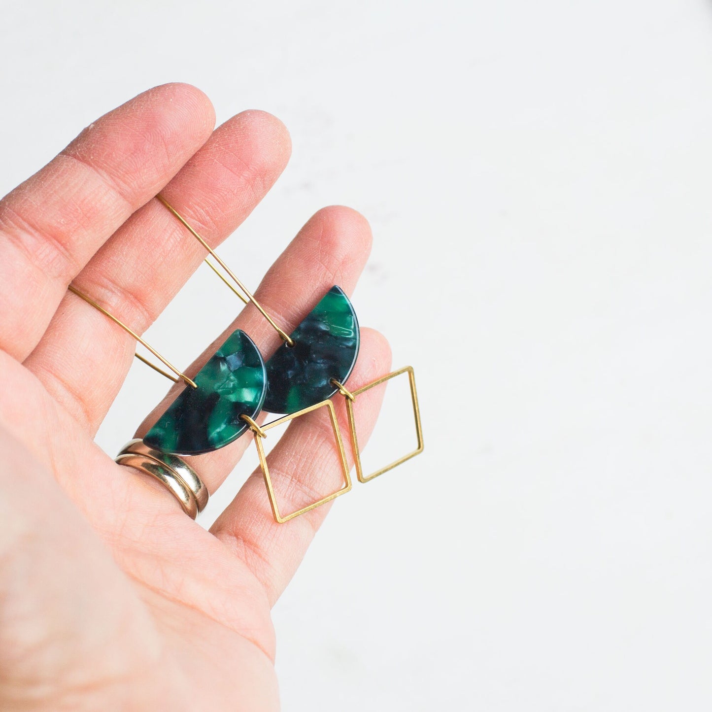 Yellow geometric drop earrings, long triangle earrings, yellow triangle earrings