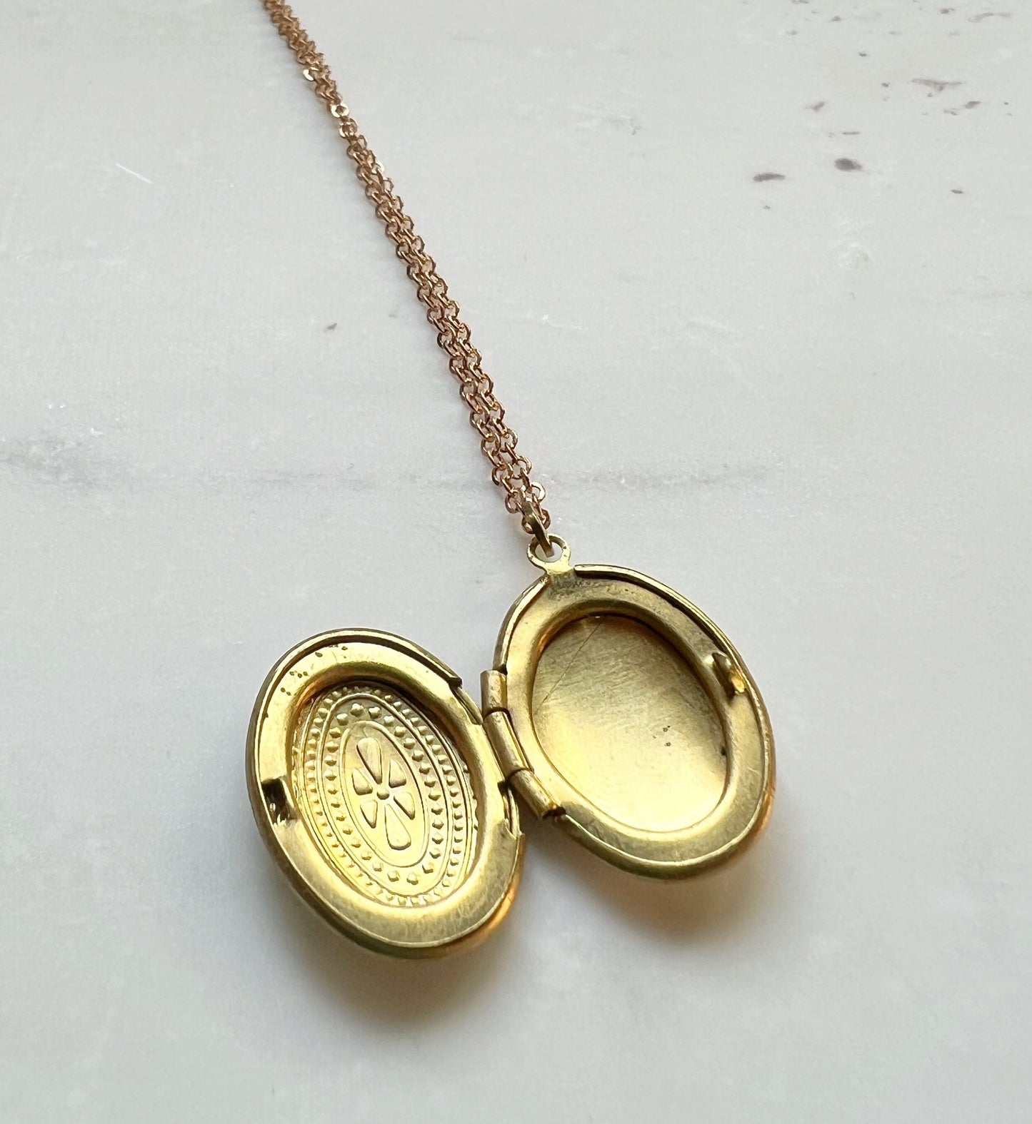 Vintage style oval locket, small photo locket, antique gold locket