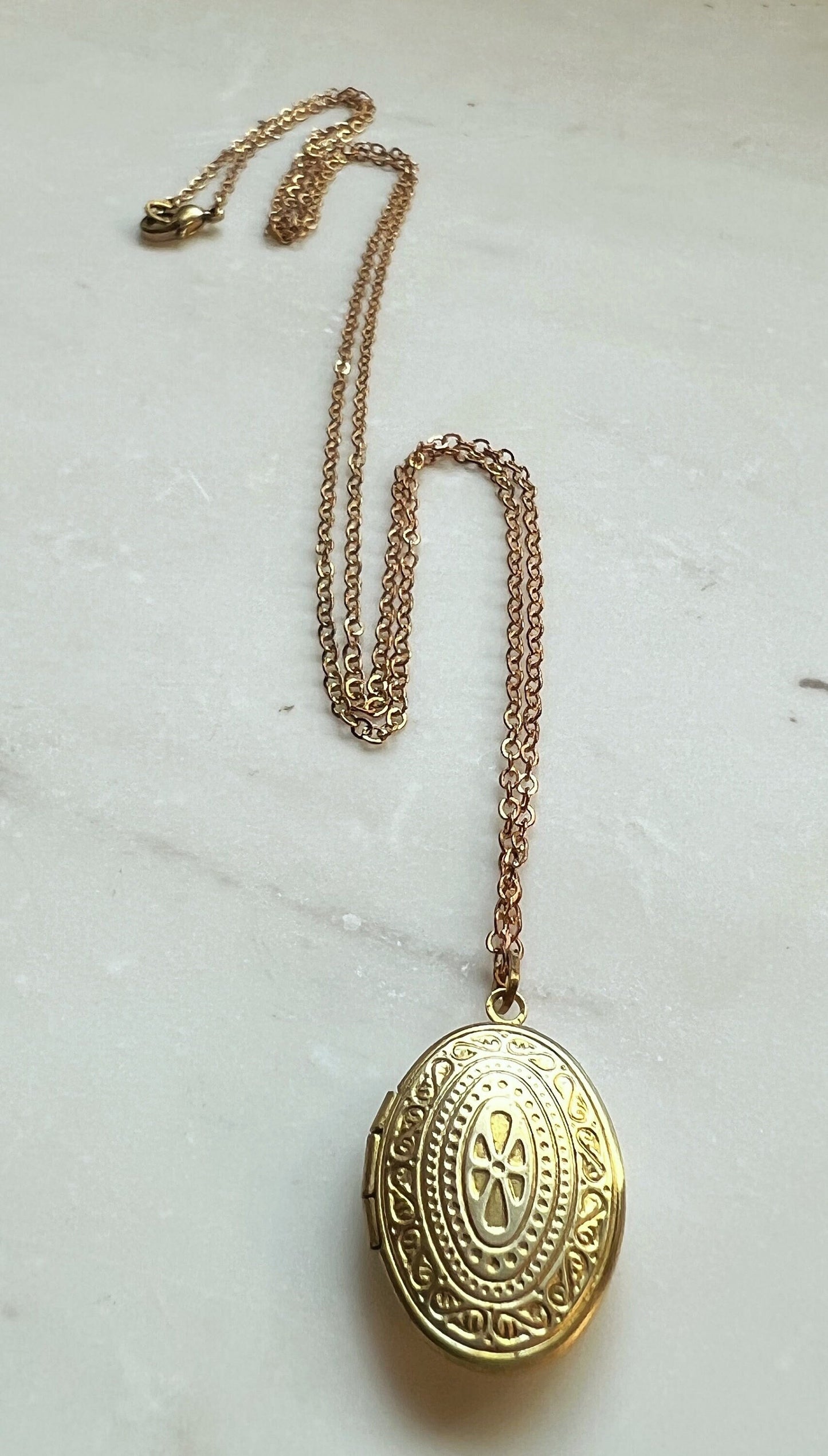 Vintage style oval locket, small photo locket, antique gold locket