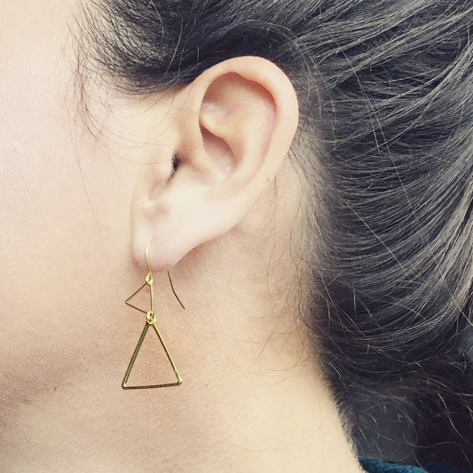 Gold Triangle Earrings, Modern Gold Earrings, minimalist earrings, Gift For Girlfriend, Gift For Wife, triangle jewelry, Bridesmaid earrings