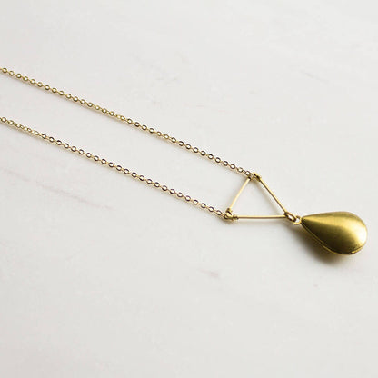 Triangle locket necklace, Teardrop locket Necklace, Gold Locket, Simple Locket, Geometric Locket, Gift for Her, minimalist gift for women