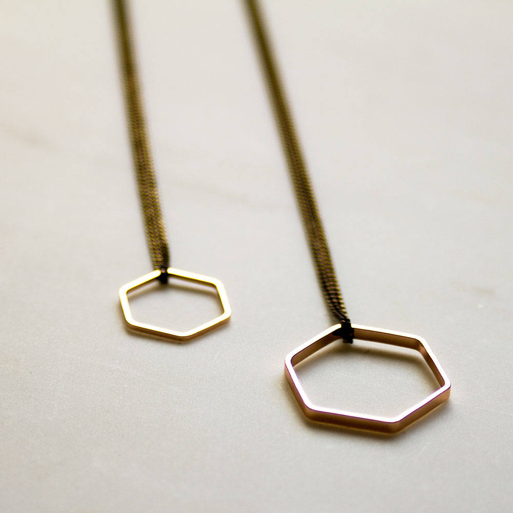 Rose gold hexagon geometric necklace, delicate necklace, honeycomb necklace, Rose gold necklace, gift for mom her girlfriend mom