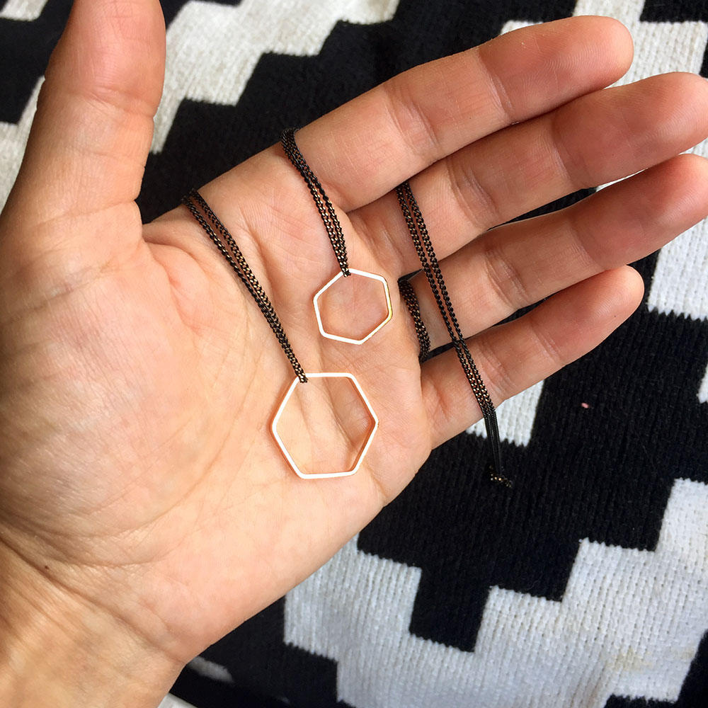 Rose gold hexagon geometric necklace, delicate necklace, honeycomb necklace, Rose gold necklace, gift for mom her girlfriend mom