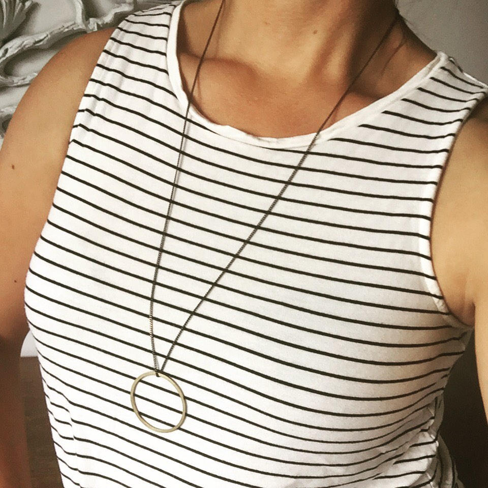 Long brass circle necklace, long ring necklace, layering necklace, long pendant, eternity necklace, gift for mothers day, girlfriend women
