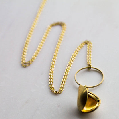 Gold Locket, teardrop locket, modern locket, long necklace, Gift for Her, Gift for mom wife, keepsake Gift, Personalised Keepsake