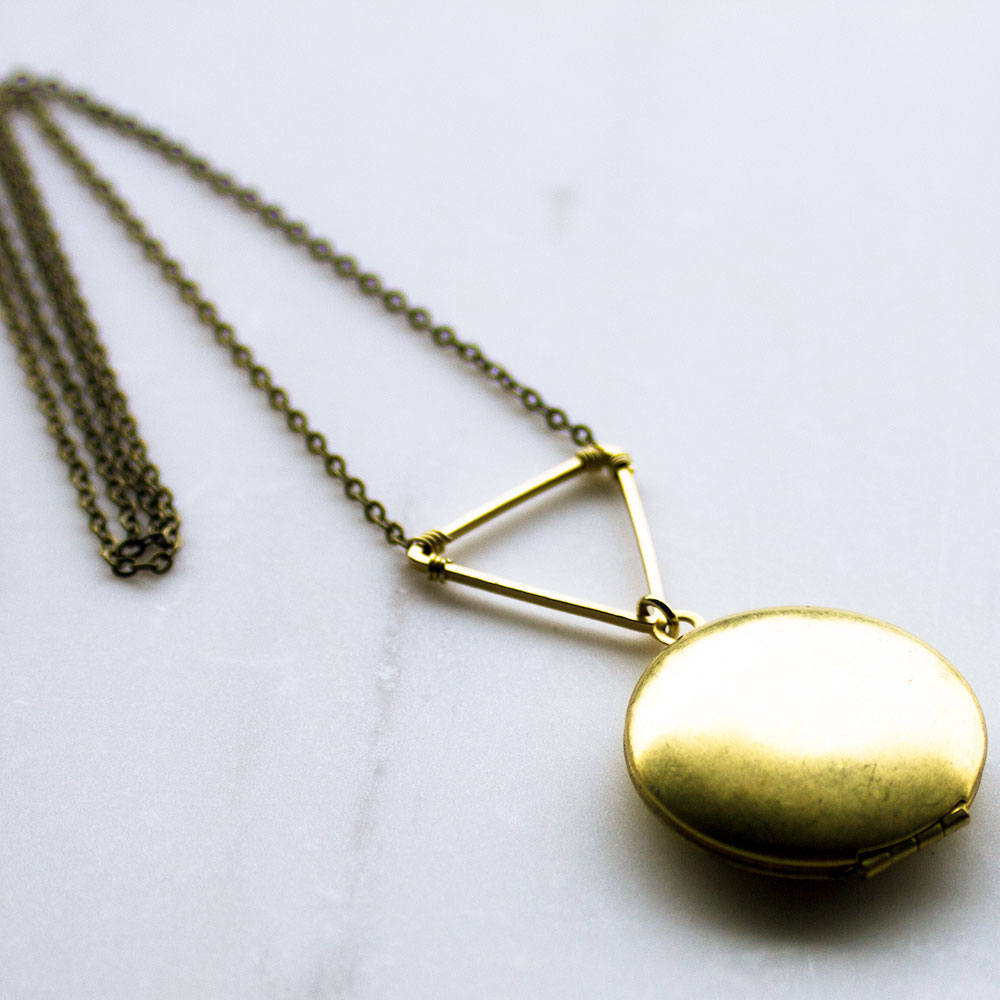 Modern Gold Locket, Geometric Triangle Locket, Gold Locket, Personalised Locket, Personalised Gift, Bridesmaid Necklace, Mothers day gift