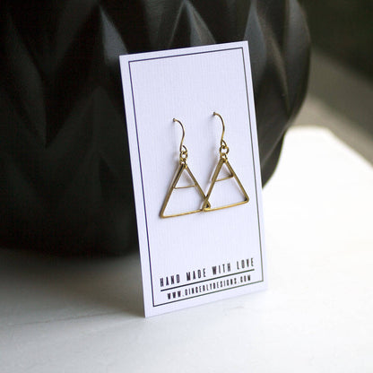Gold triangle earrings, Geometric triangle earrings, Gold earrings, modern drop earrings, Gift for her, gift for wife, bridesmaid earrings