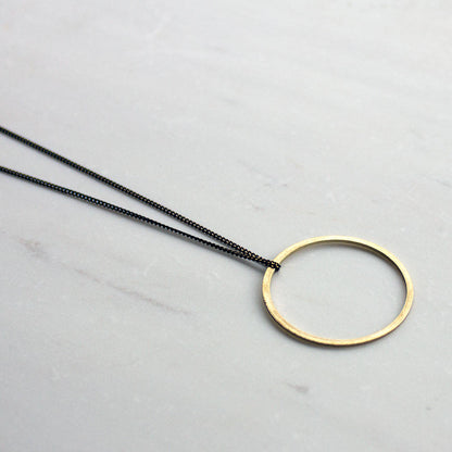 Long brass circle necklace, long ring necklace, layering necklace, long pendant, eternity necklace, gift for mothers day, girlfriend women