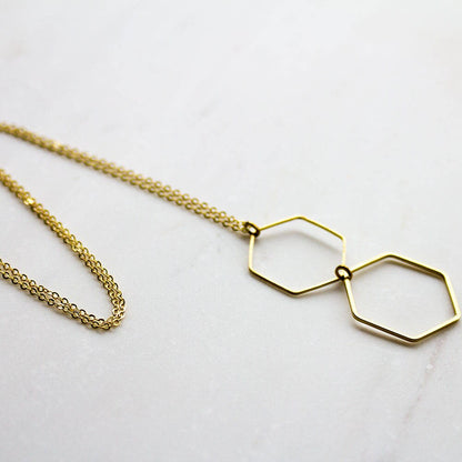 Geometric Necklace, hexagon necklace, Layering Necklace, Minimalist Necklace, Honeycomb, gift for mom wife girlfriend, modern pendant