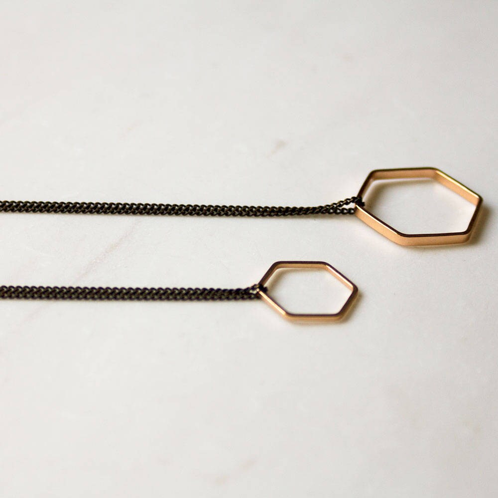 Rose gold hexagon geometric necklace, delicate necklace, honeycomb necklace, Rose gold necklace, gift for mom her girlfriend mom