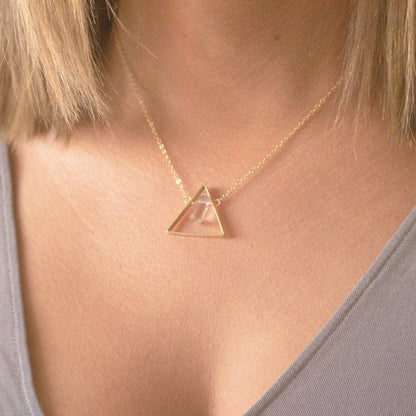 Crystal Necklace, Amethyst Necklace, Choose One Triangle necklace, Geometric Necklace, Layering minimalist necklace, Mother's Day Gift