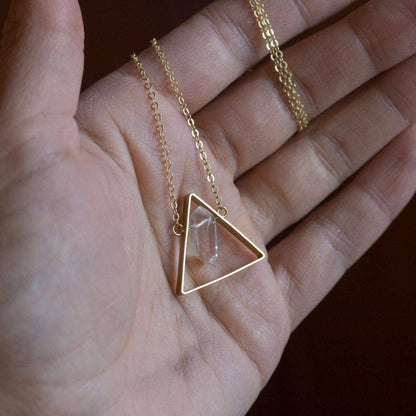 Crystal Necklace, Amethyst Necklace, Choose One Triangle necklace, Geometric Necklace, Layering minimalist necklace, Mother's Day Gift