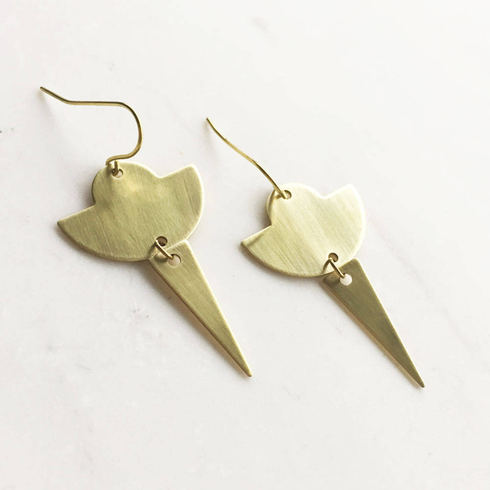 Gold Spike Minimalist Earrings, gold tribal earrings, triangle earrings, gift for women, bridesmaid earrings, statement earrings, everyday