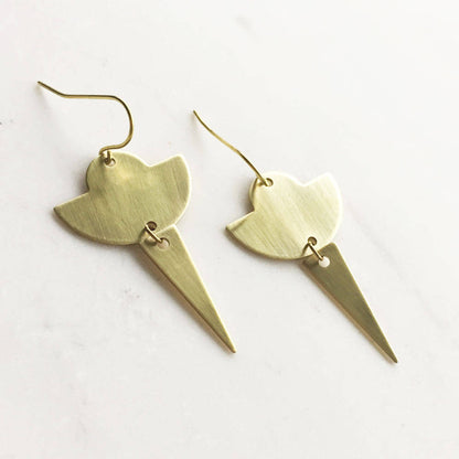 Gold Spike Minimalist Earrings, gold tribal earrings, triangle earrings, gift for women, bridesmaid earrings, statement earrings, everyday