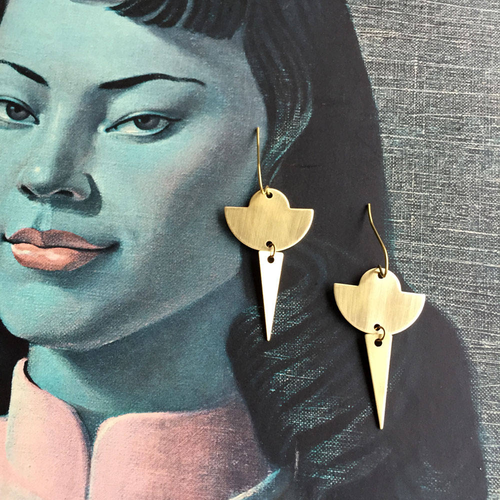 Gold Spike Minimalist Earrings, gold tribal earrings, triangle earrings, gift for women, bridesmaid earrings, statement earrings, everyday