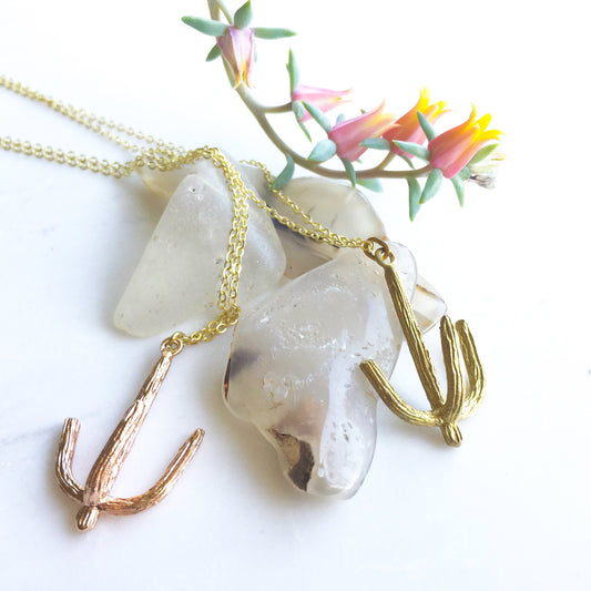Cactus Necklace, rose gold necklace, charm necklace, botanical, boho necklace, unique necklace, nature necklace, cactus pendant, succulant