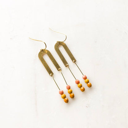 U Drop Earrings, Arched earrings, rainbow earrings, Beaded drop earrings, Statement bead earrings