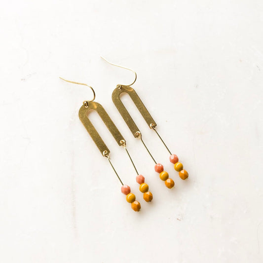 U Drop Earrings, Arched earrings, rainbow earrings, Beaded drop earrings, Statement bead earrings