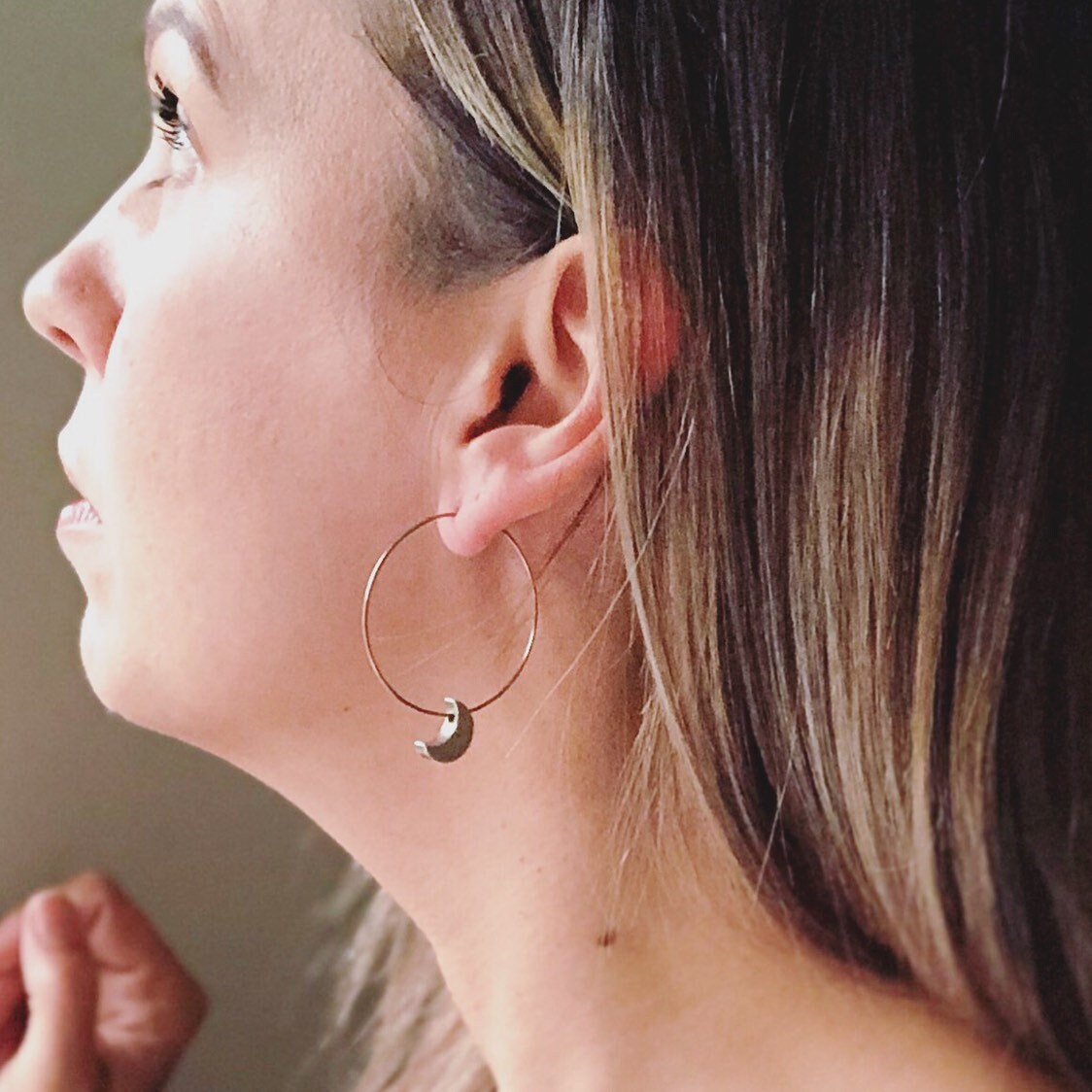 Silver Crescent Moon Hoop Earrings, Celestial jewelry, gold earrings, moon jewelry
