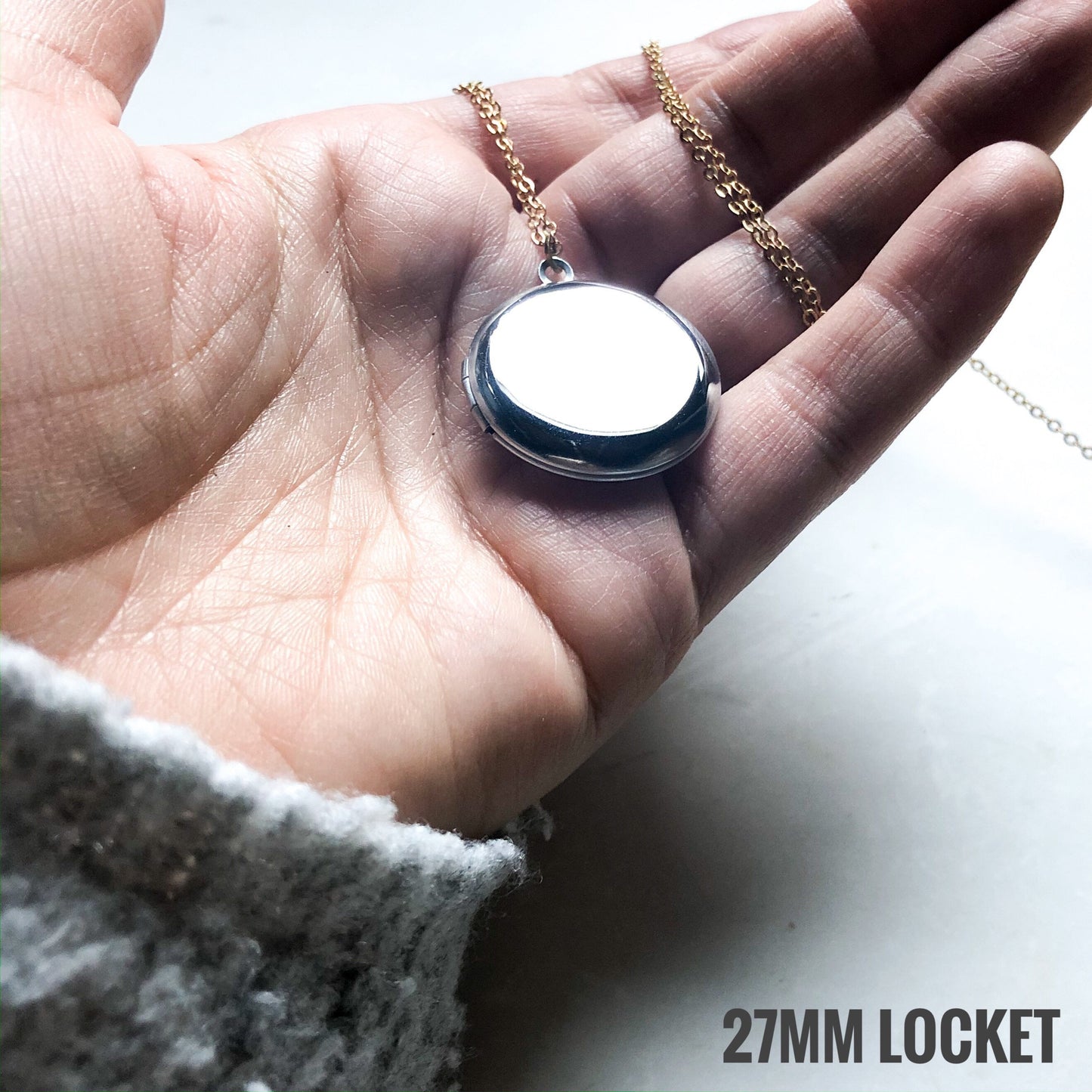Modern Silver Locket, large locket, silver photo locket, personalized locket necklace
