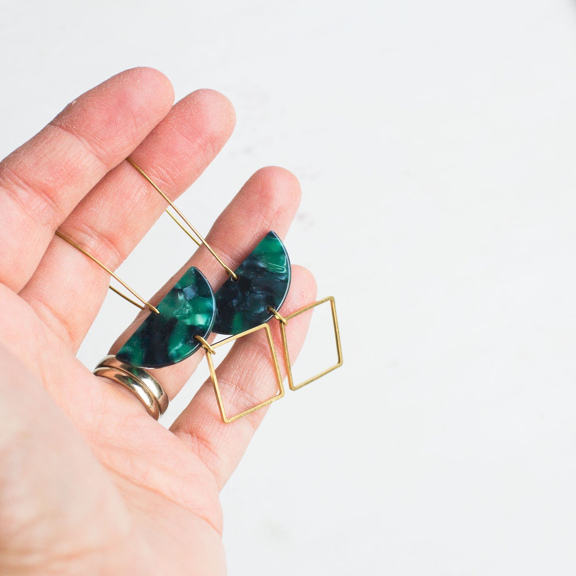Yellow geometric drop earrings, long triangle earrings, yellow triangle earrings