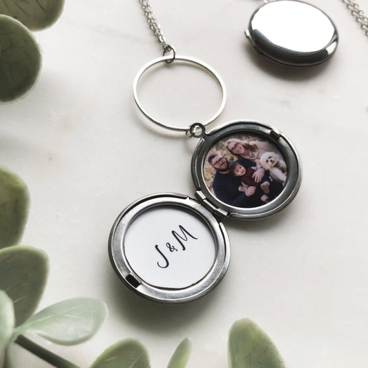Silver geometric locket, locket necklace, silver modern locket, Modern locket, gift for her, Personalized photo locket